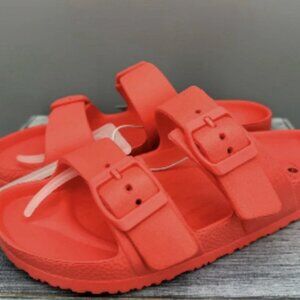 ☀️ Shade & Shore Coral Red Double Strap Sandals | Size 7 | Summer Essential ☀️